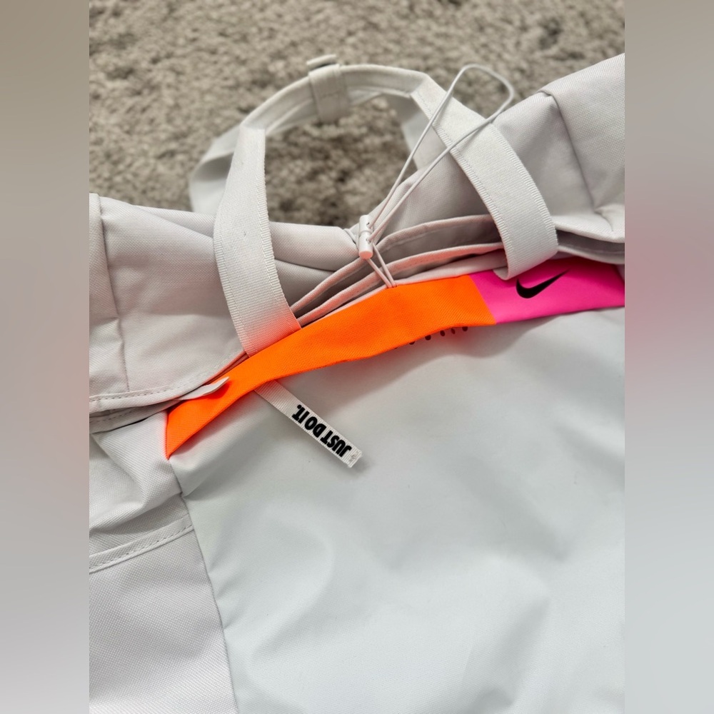 Nike Roll Top Backpack White Neon Just Do It Bag - Picture 2 of 11